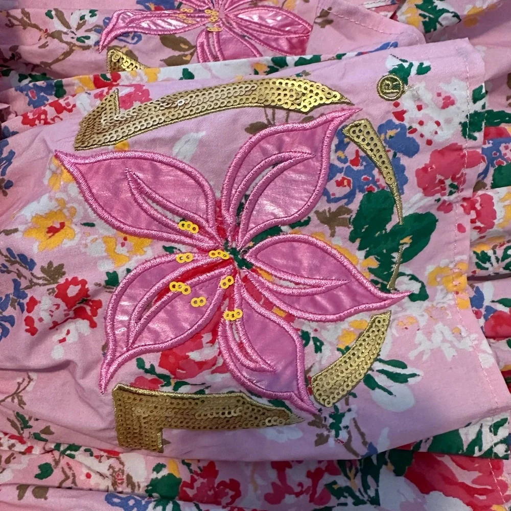 NWT Laura Ashley Pink Floral Ruffle Kentucky Derby Mini Dress - Picture 8 of 10